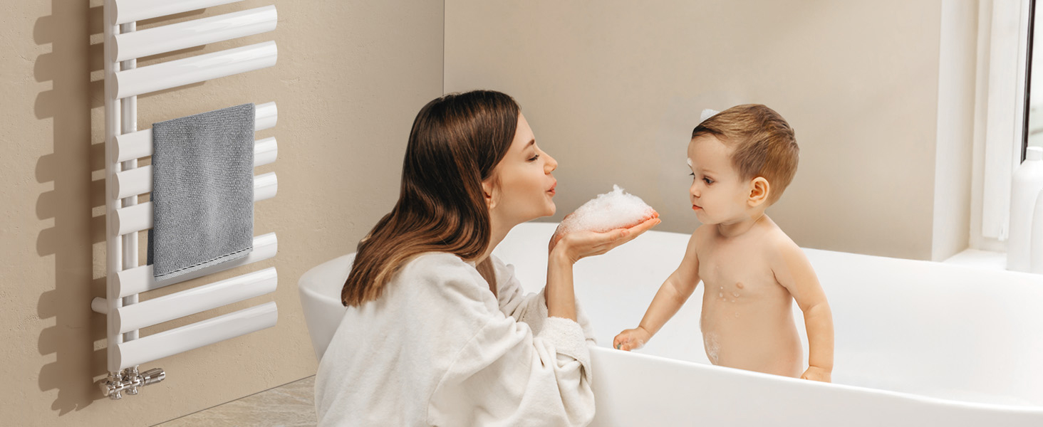 Електричний рушникосушар EMKE Oval, 1120x400 мм, білий, 408 Вт