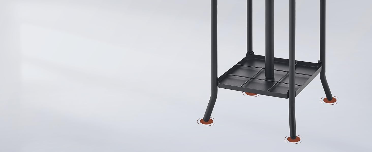 Настінна/підлогова вішалка для одягу FAVOOSTY з підставкою для парасольки, 12 гачків, срібна/чорна