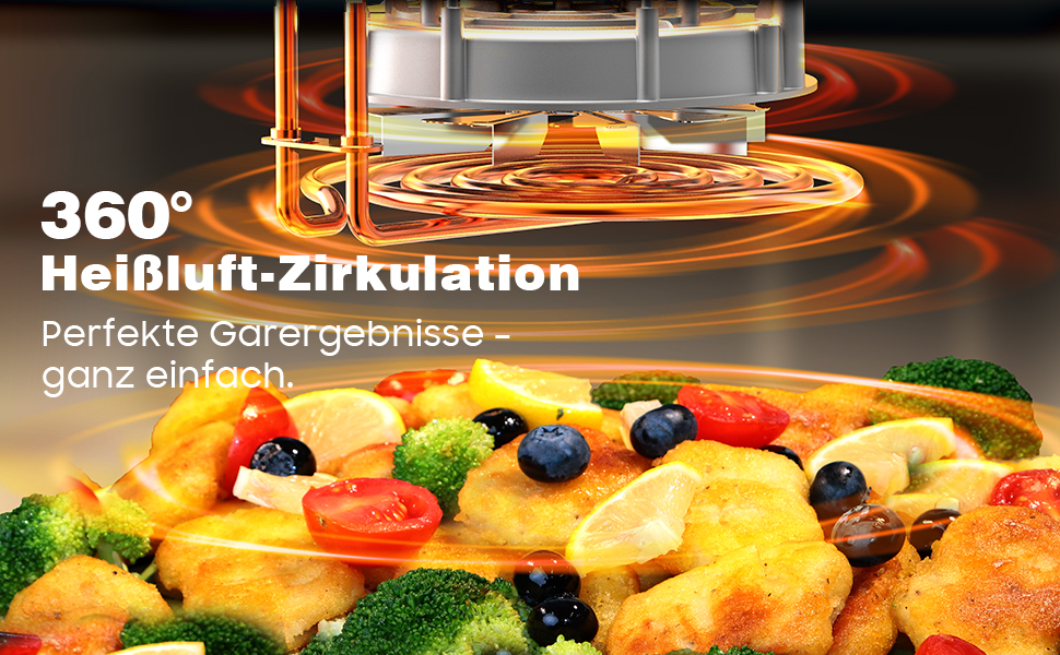 Фритюрниця гарячим повітрям XXL 2350W - Airfryer з 9 програмами, LED дисплеєм, функцією підігріву та металевим корпусом (9L)