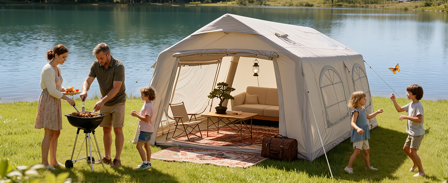 Надувний намет для кемпінгу Oxford 10 осіб - Водонепроникний, Air Glamping намет для відпочинку на природі