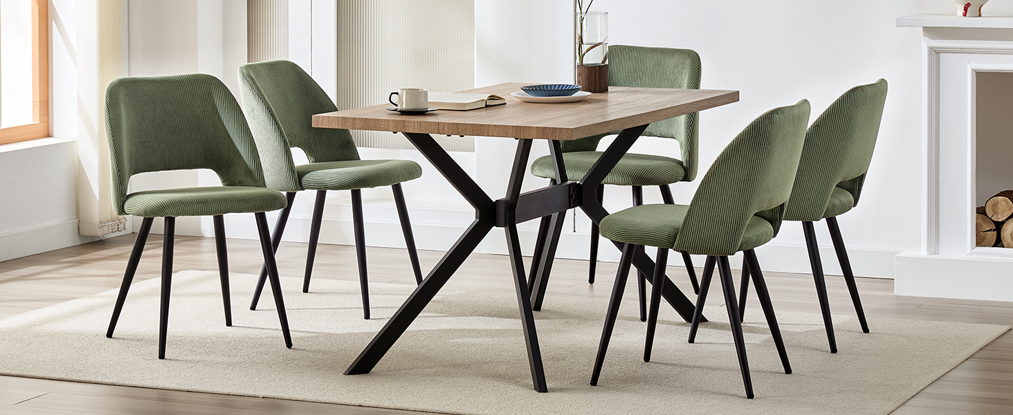 Набір з 4-х обідніх стільців з кшталту м'якого велюру, з товстим шаром м'якої підкладки, металеві ніжки, для вітальні, спальні, їдальні та прийому гостей, зелений колір