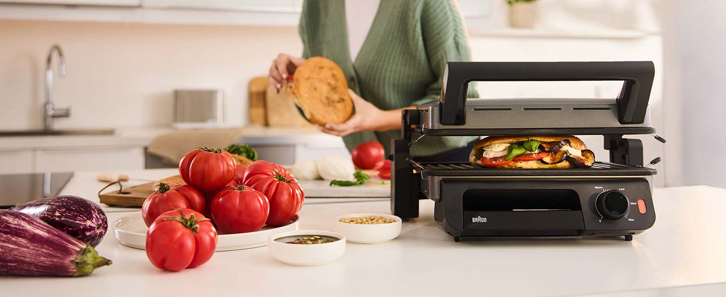 Електричний гриль Braun MultiGrill 7 CG7020: 3-в-1 (контактний гриль, BBQ, духовка), 2000W, велика поверхня (12 бургеров), чорний