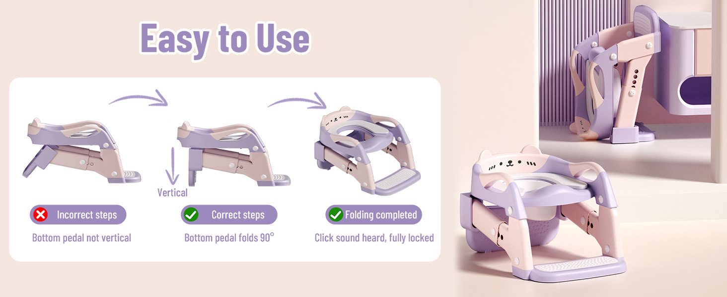 Дитячий унітаз-сходи 3-в-1 з поручнями, регульований по висоті, сірий. Тренажер для привчання до горщика