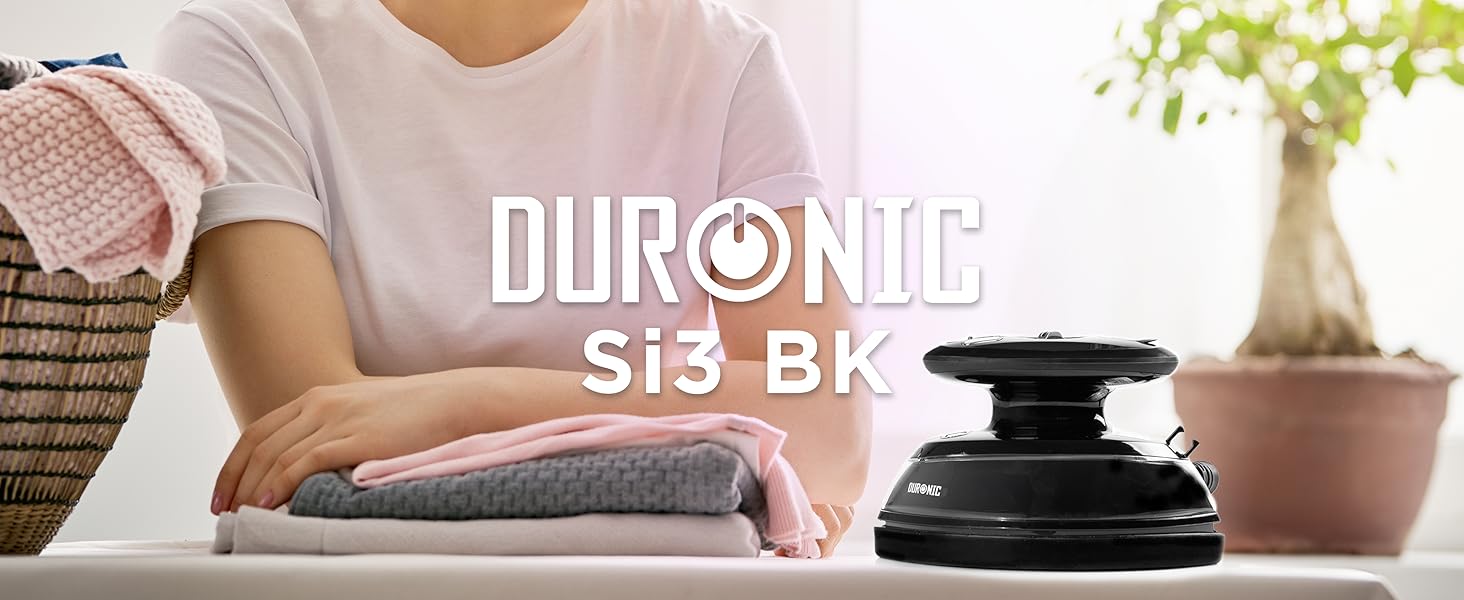 Туристична праска Duronic SI3 BK Міні-праска 400 Вт Резервуар для води 35 мл Силіконовий килимок і чохол Праски для лівшів і правшів Парова праска для шиття та хобі Енергозберігаючий чорний