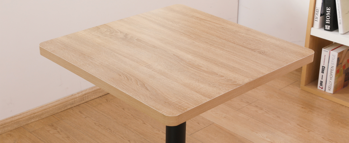 Кухонний стіл Mingone 80x80 см з дерев'яною стільницею та металевими ніжками. Квадратний стіл для кухні, вітальні, балкону або їдальні. Розміри: 80x80x75 см. Зі стилізованою під дуб стільницею.