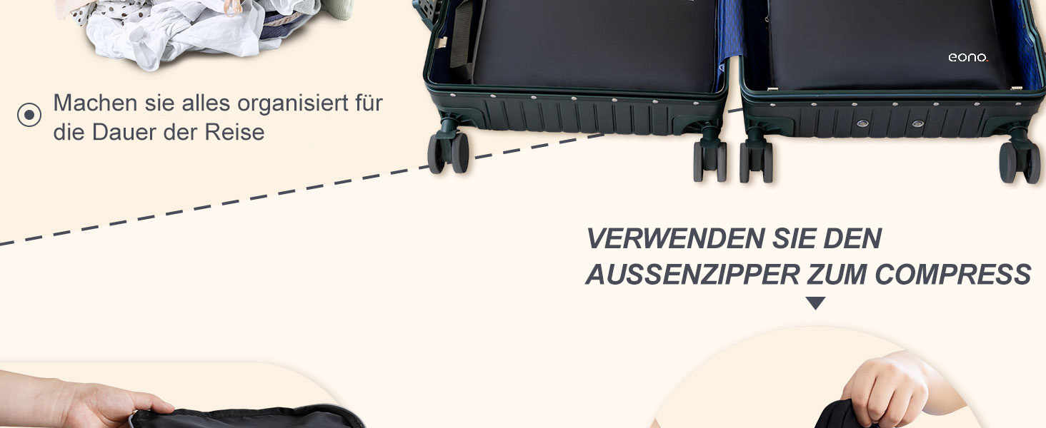 Набір компресійних органайзерів для одягу в дорогу Eono by Amazon, 4 шт, темно-синій — пакувальні куби для валізи та рюкзака