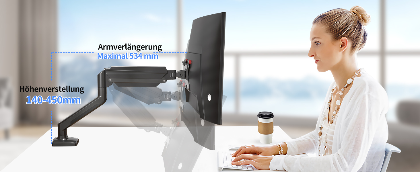 Кріплення для монітора Suptek MD01A: регульована підставка для моніторів 13-32 дюймів (до 9 кг) з газовою пружиною, 360° обертання, VESA 75x75/100x100 mm, чорний