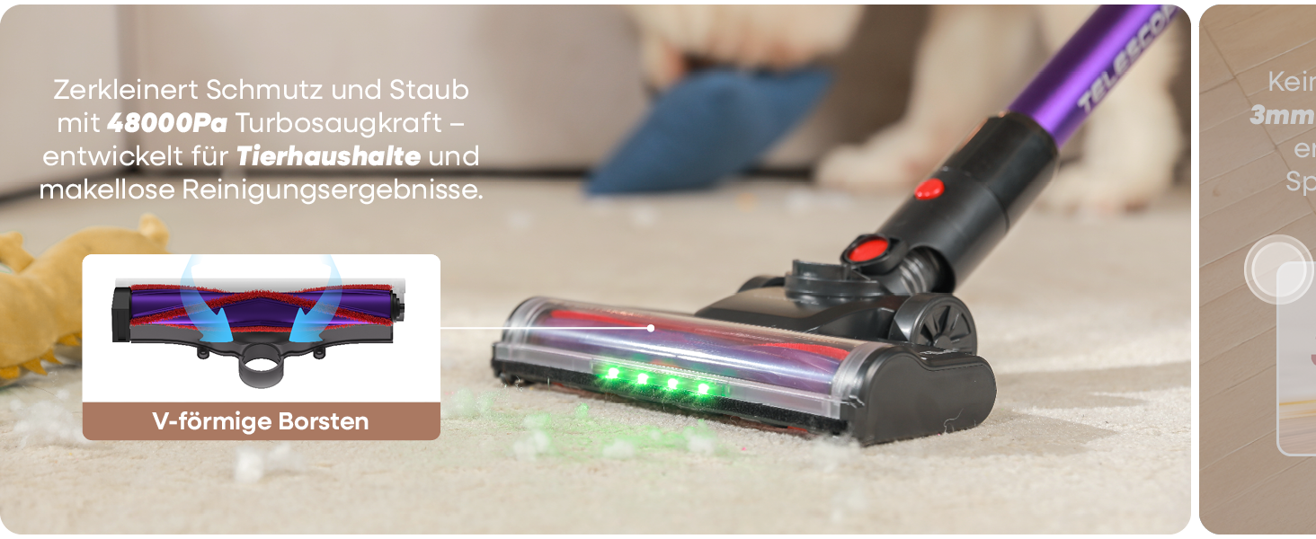 Бездротовий акумуляторний пилосос UNINELL HOME 48000Pa, 550W, 65 хвилин роботи, LED-дисплей, антизаплутувальна щітка, тиха робота, для килимів, твердих підлог та шерсті тварин (фіолетовий)