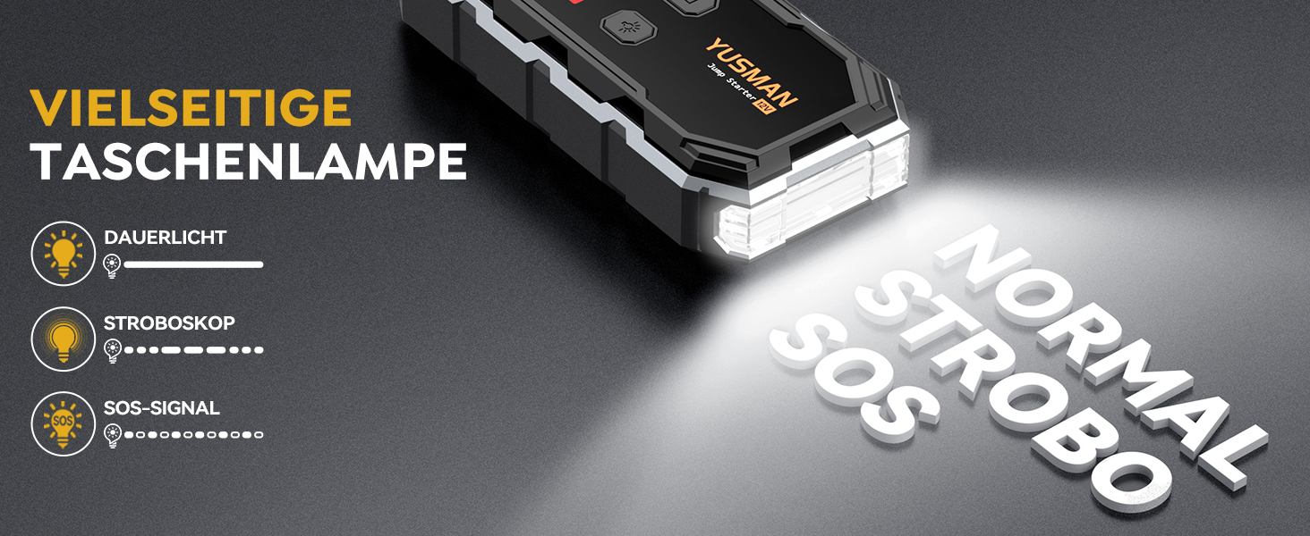 Портативний зарядний пристрій (Powerbank) Starthilfe для автомобілів | 8000A, бустер для акумулятора, LED-ліхтарик, дисплей, кабелі – для SUV, мотоциклів, газонокосарок Black