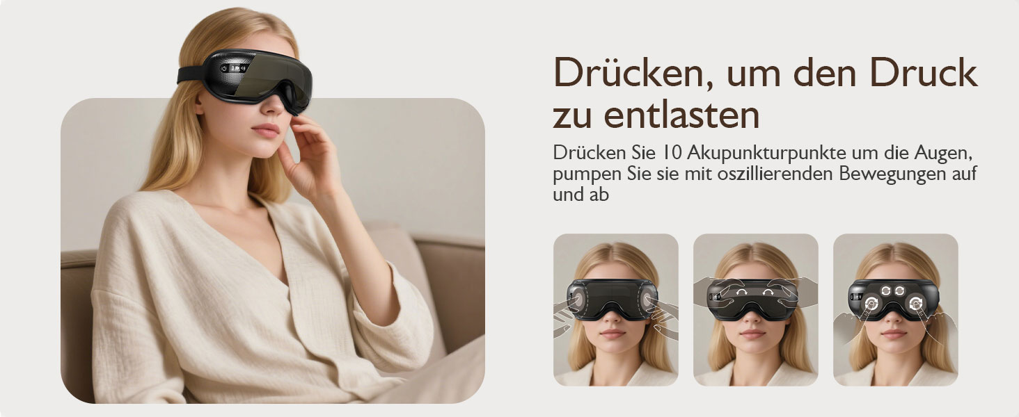 Масажер для очей XJUGEZ з підігрівом, вібрацією та Bluetooth, 4 режими, маска для очей, покращує сон, подарунок для жінок та чоловіків, чорний