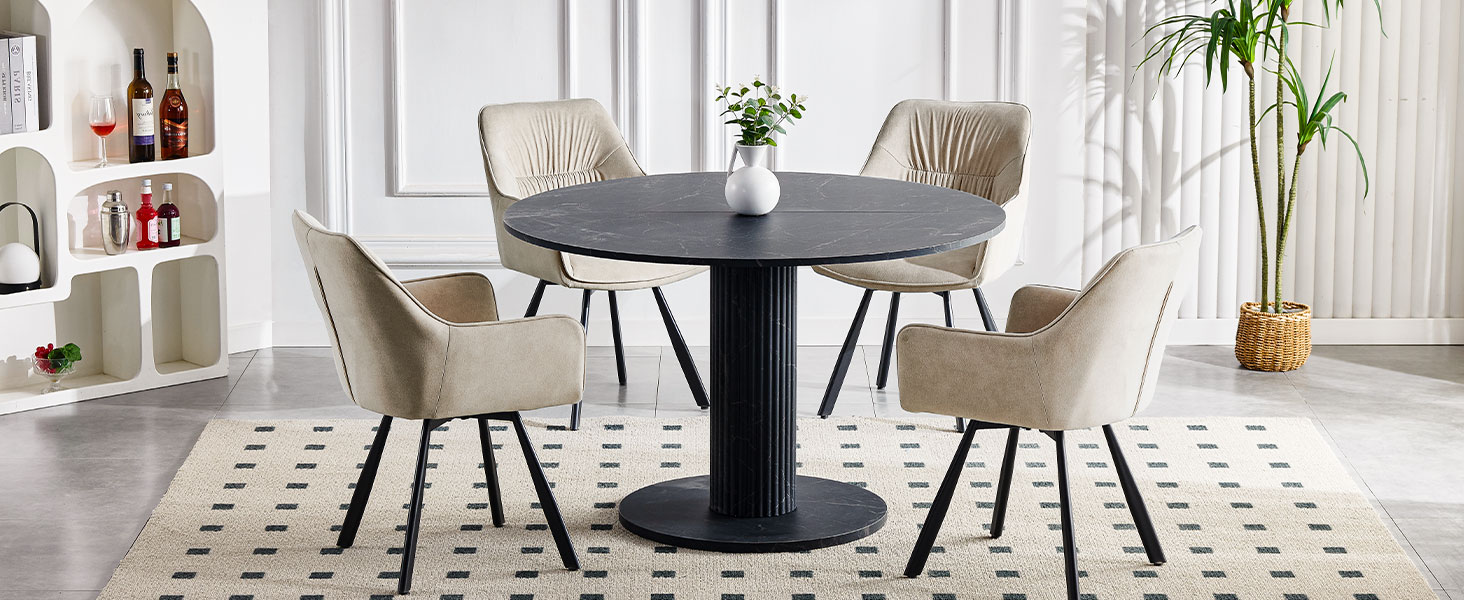 Набір обідніх крісел 6 шт. з поворотним механізмом, крісла з підлокітниками, поворот на 360°, м'яке крісло з велюру, для вітальні, кухні, робочого кабінету, спальні, коричневе, 6 шт.