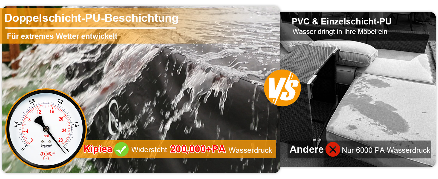 Чохол для садово-патіо меблів Kipiea, водонепроникний, прямокутний, 242x162x100 см