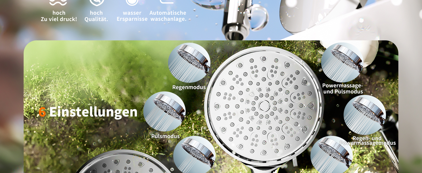 Фільтр для душу Cobbe зі шлангом, ручна лійка з 3 вугільними фільтрами, душова лійка з 6 режимами, високонапірний економний душ з фільтром від накипу для жорсткої води, видаляє 99% хлору, хром