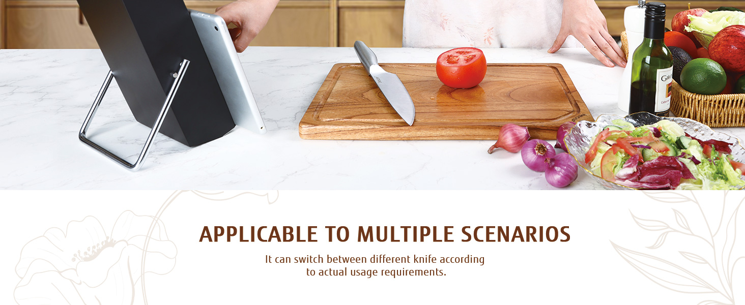 Набір ножів Hecef 6 предметів з підставкою, нержавіюча сталь, кухонні ножі, ергономічні ручки, подарункова коробка