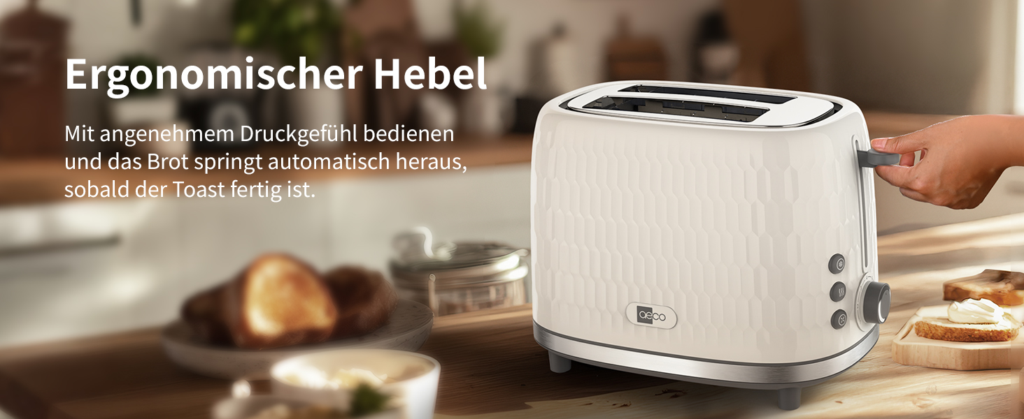 Тостер aeco toastlab Elite 2 відділення, підставка для булочок, широкі слоти, 6 рівнів підсмажування, 10 програм, 850 Вт, LCD-дисплей, функція підняття, розморожування, піддон для крихт