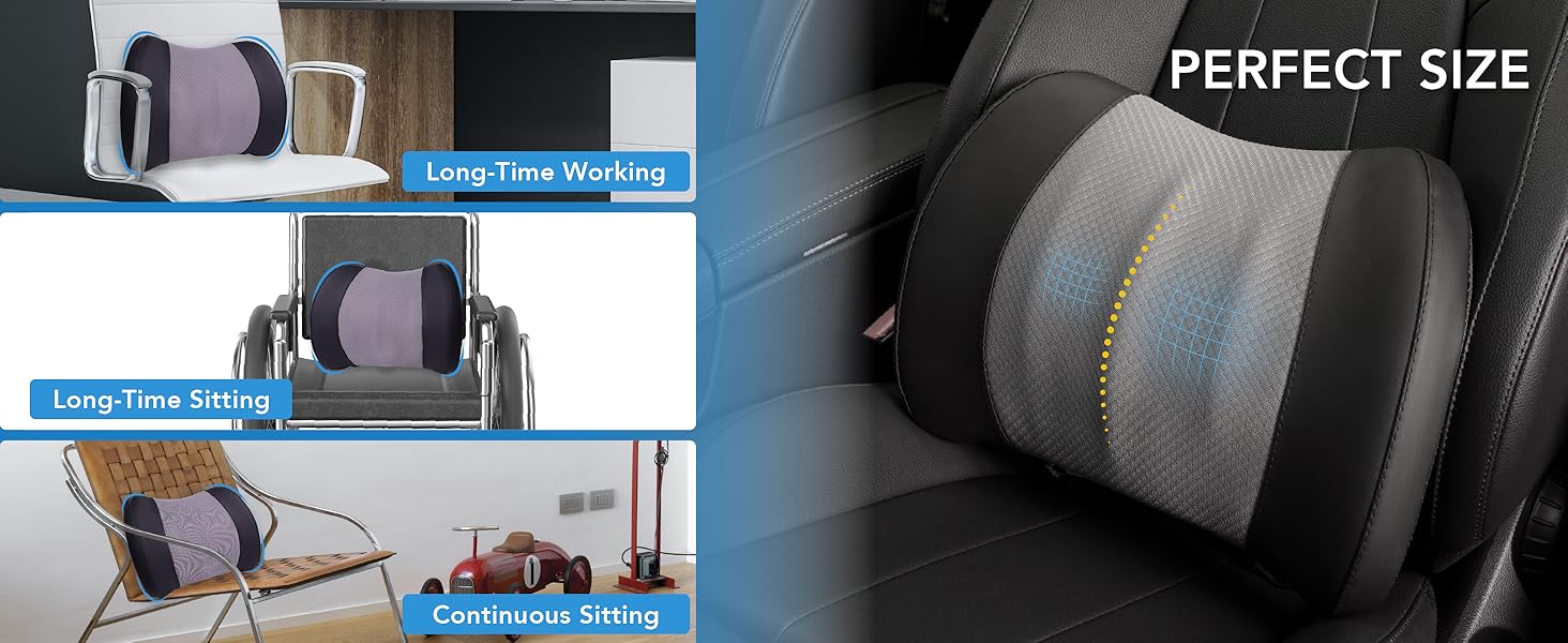 Подушка для підтримки попереку, Memory Foam, для спини, авто, офіс, крісло, інвалідний візок - чорний та сірий