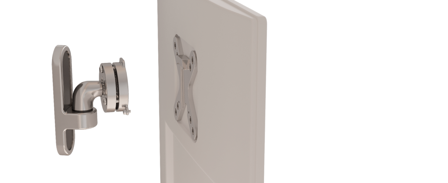 Кріплення для монітора RICOO TÜV сертифіковане, поворотне та нахильне, універсальне, 13-32 дюйми, VESA 75x75, 100x100 мм, до 15 кг, срібний колір