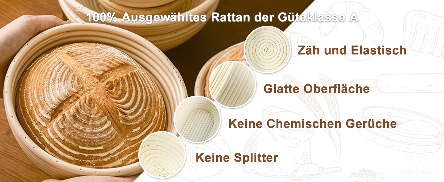 Набір для бродіння тіста Gärkorb: 23см кругла та 25см овальна корзини + 6 інструментів для випічки. Ідеально для професіоналів та любителів.