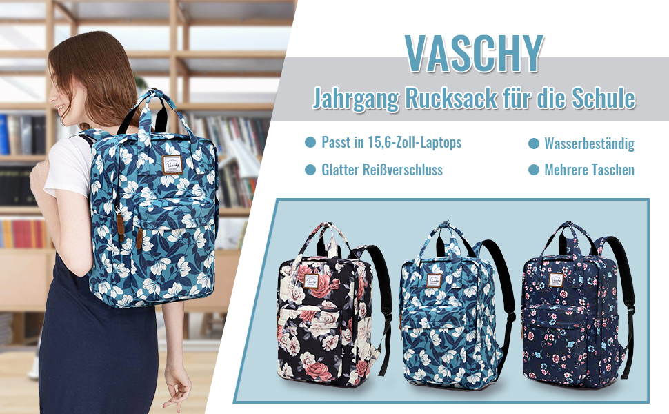 Рюкзак унісекс VASCHY для жінок - Blue Gardenia