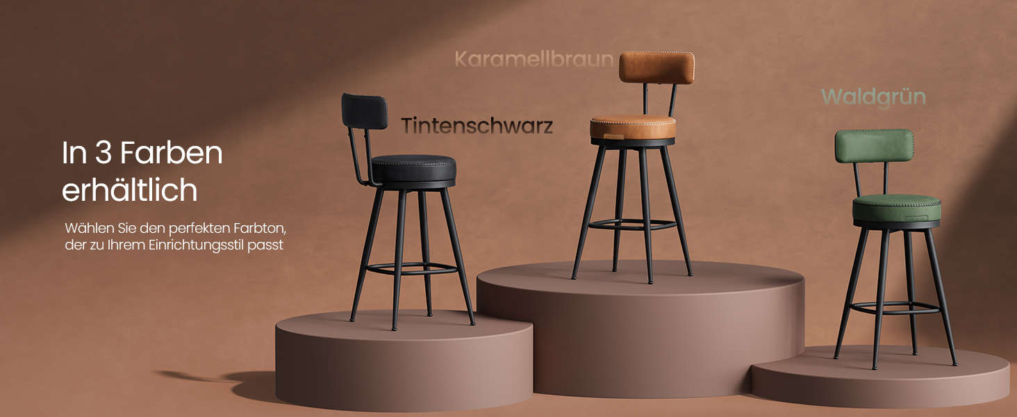 EKHO Collection - Набір барних стільців з 2 штук зі штучної шкіри - карамельно-коричневий / 54 x 54 x 91 см