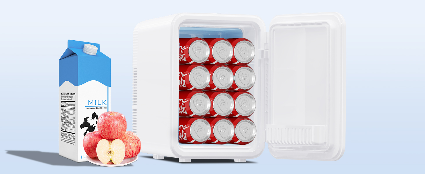 Mini холодильник Enventor 10L: тихий, з подвійним охолодженням, 12V/220V, для авто, кімнати, офісу (білий)