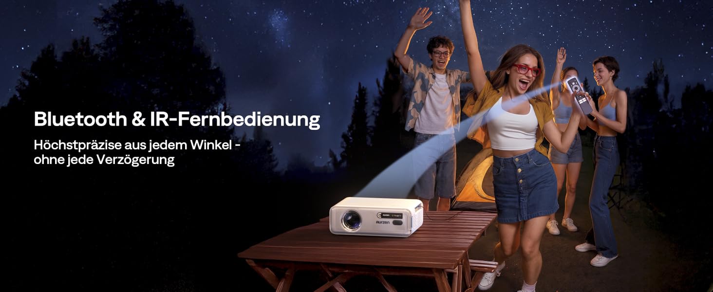 Aurzen Eazze D1 Smart Beamer: 4K проєктор для дому з Wi-Fi, Bluetooth, Netflix, Dolby Audio, автофокусом та корекцією трапеції. Підтримує Full HD 1080P. Білий (GTV)