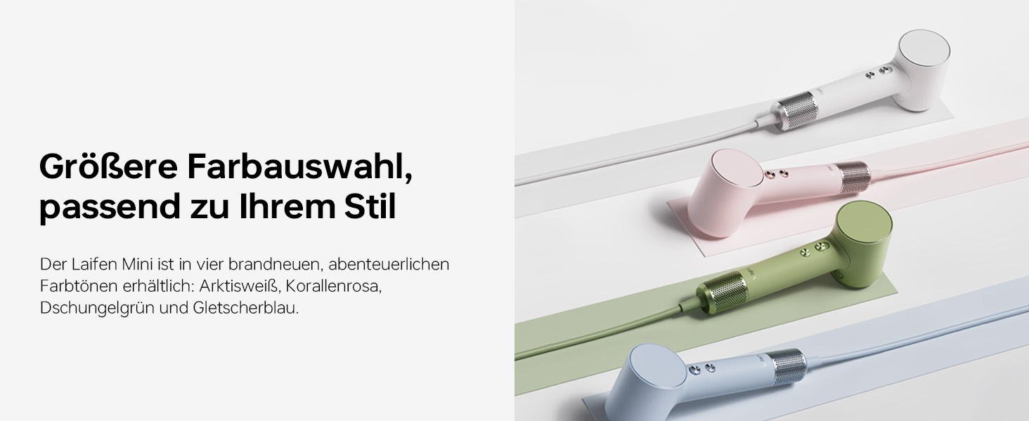 Компактний фен для волосся Laifen Mini з безщітковим двигуном (110 000 об/хв) та іонізацією, швидке сушіння, низький рівень шуму, колір зелений