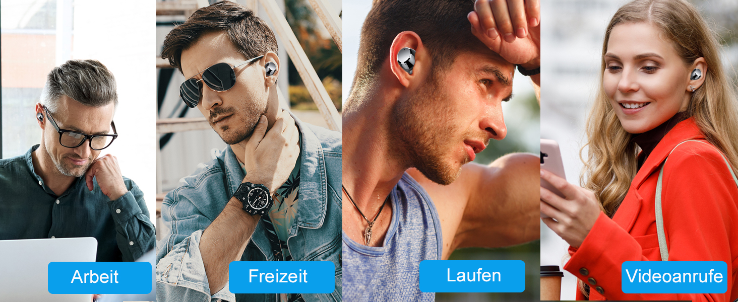 Навушники Lekaby In Ear Bluetooth 5.3, 128H HiFi, 4 мікрофони ENC, IP7, LED-дисплей, USB-C, сенсорний, чорний