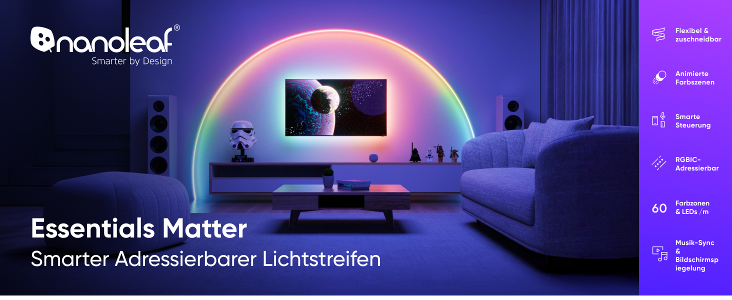 Nanoleaf Holiday String Lights 25м - RGB, 300 LED, 18W, IP44, 220-240VAC, EU