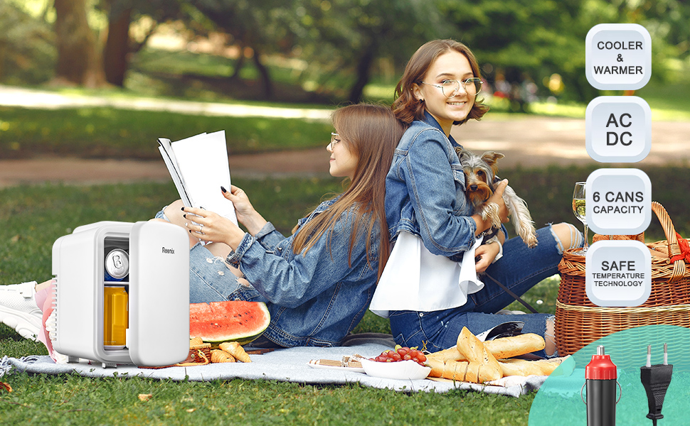 Міні-холодильник Reemix, 4 літри/6 банок, портативний охолоджувач та підігрівач, персональний холодильник для догляду за шкірою, косметики, напоїв, продуктів, ідеальний для спальні, офісу, авто