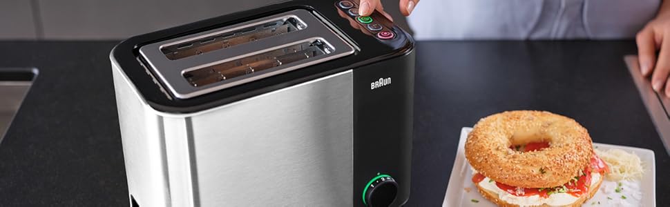 Тостер Braun HT5015.BK Toastafette чорний/сріблястий, пластик/нержавіюча сталь