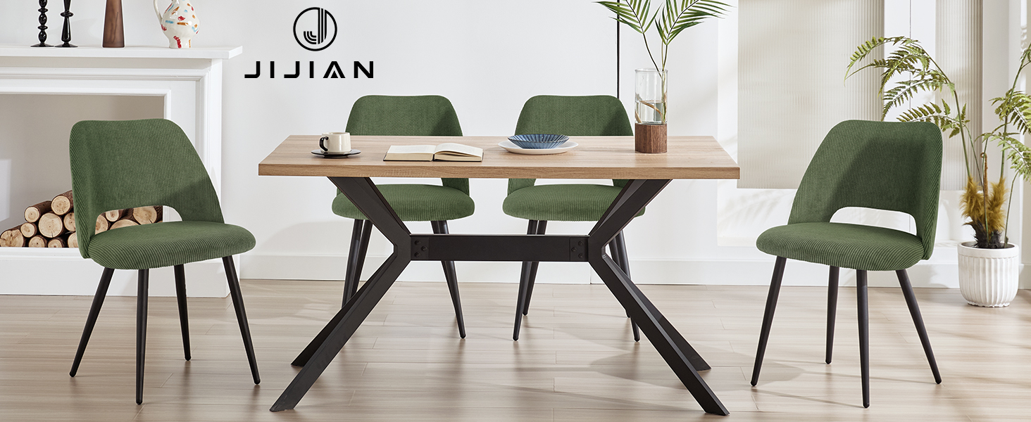 Набір обідніх стільців 4 шт. з витонченою спинкою, м'які стільці для кухні, вітальні, спальні, зелений (2 шт. в наборі)
