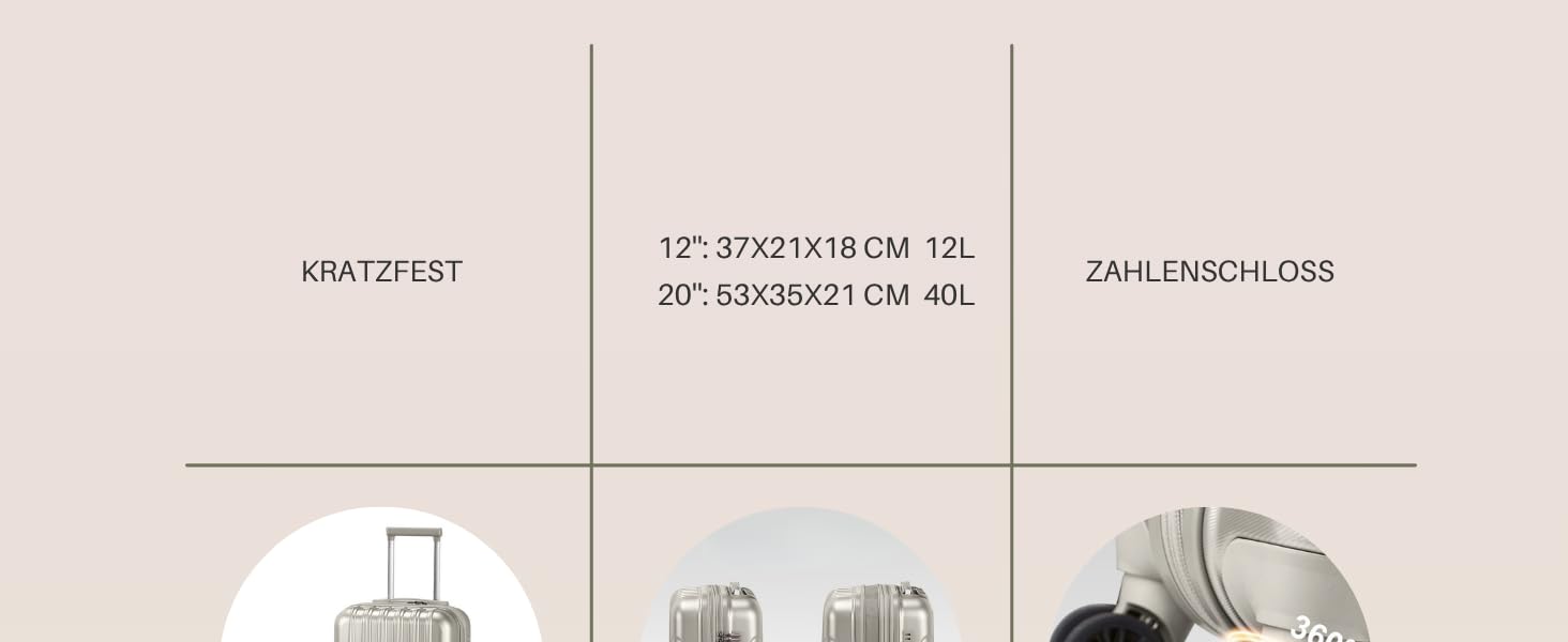 Набір валіз LALAHO 2 шт: дорожній набір з косметичною сумкою, валізи з ABS+PC, телескопічний ручка, ручна поклажа, градієнтний дизайн (Space Gray)