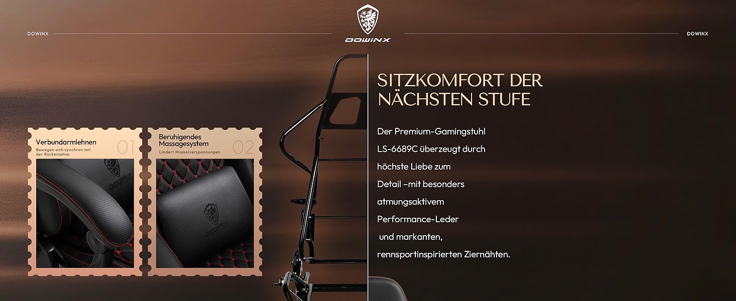 Ігровий крісло Dowinx з регульованою підніжкою, масажним поперековим валиком та офісним комфортом, до 200 кг, кут нахилу спинки 165°, чорний