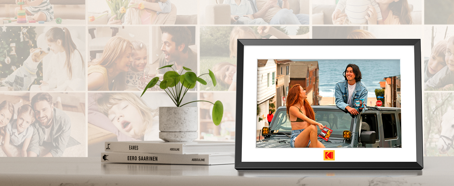 Цифровий фоторамка Kodak 10 дюймів з Wi-Fi, 32GB, IPS HD сенсорний екран, автоповорот, чорний
