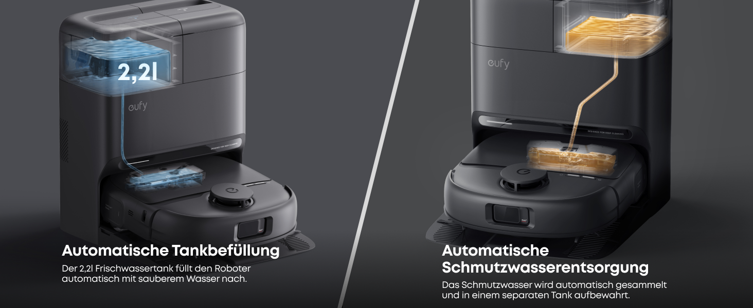 Робот-пилосос Eufy C28 з функцією миття підлоги, HydroJet самоочисний валик, потужність 15000Pa, 5-в-1 Omni-станція, антизаплутувальна щітка, розпізнавання перешкод за допомогою ШІ