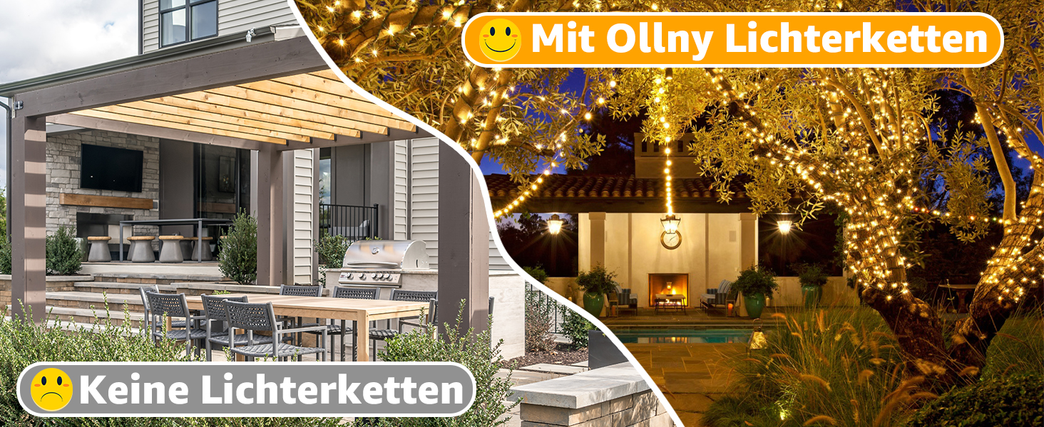 Світлодіодна гірлянда Ollny 50м, 500 LED ліхтарів, водонепроникна IP44 для вулиці та дому з вилкою