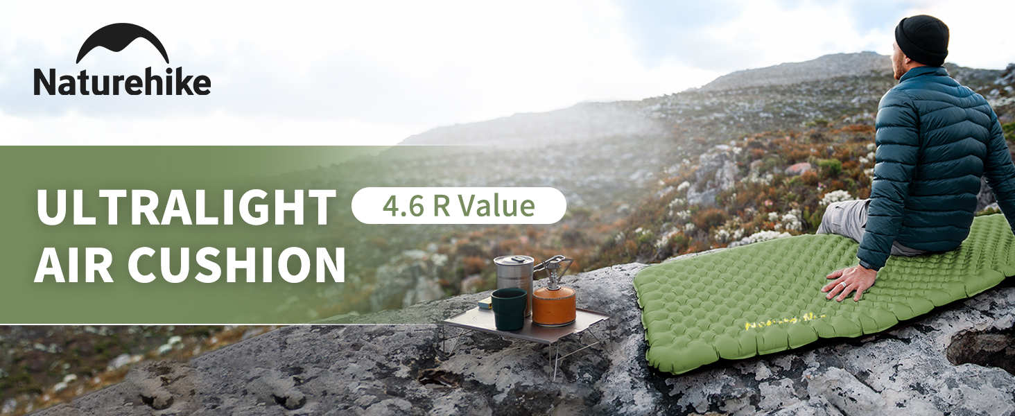 Самонадувний кемпінговий килимок Naturehike Thermal Serie 4.6R Ultralight для зими (до -15°C), прямокутний, 186x58 см