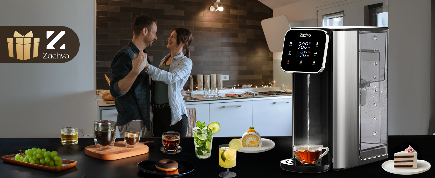 ЗACHVO Дозатор гарячої води UR05-2200W: миттєве гаряче водопостачання, 4 температурні режими, 3 об'єми, 4л бак, компактний та енергоефективний, захист від перегріву, дитячий замок, для кухні та офісу, фільтр з активованого вугілля
