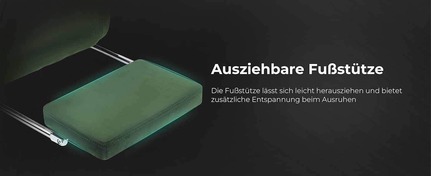 Ігрове крісло Dowinx з масажем попереку, регульованою підголівником, потовщеним сидінням, висувною підніжкою, регульованими підлокітниками, мікрофіброю велюром, нахилом 160°, (зелене)