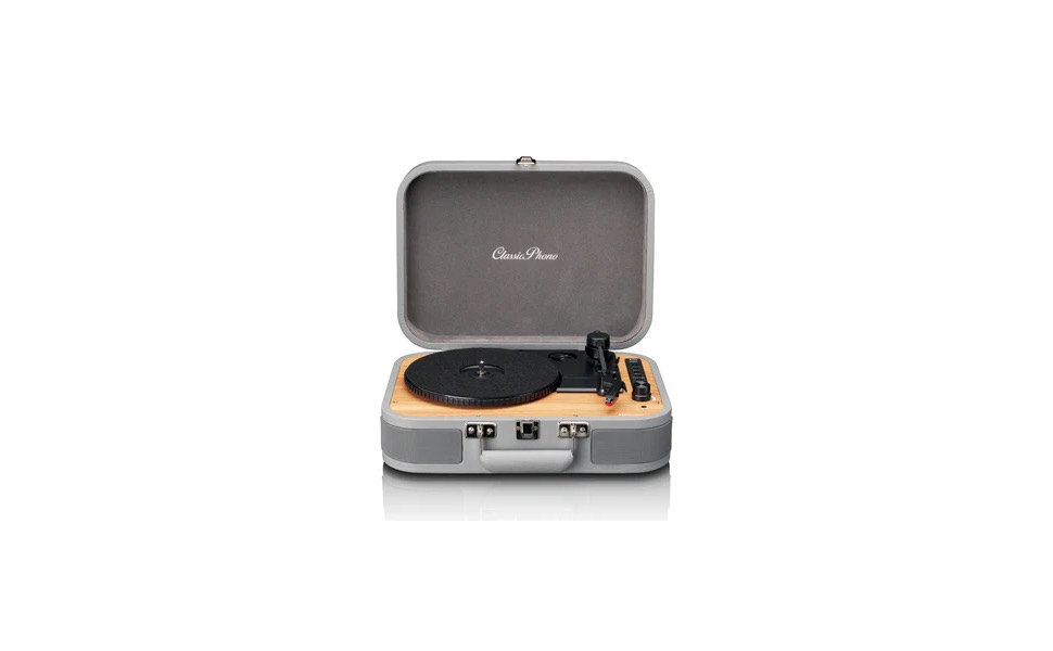 Програвач вінілу Lenco Classic Phono TT-116 Bluetooth, 3 швидкості, вінтажний стиль, RCA вихід, стерео динаміки, сірий