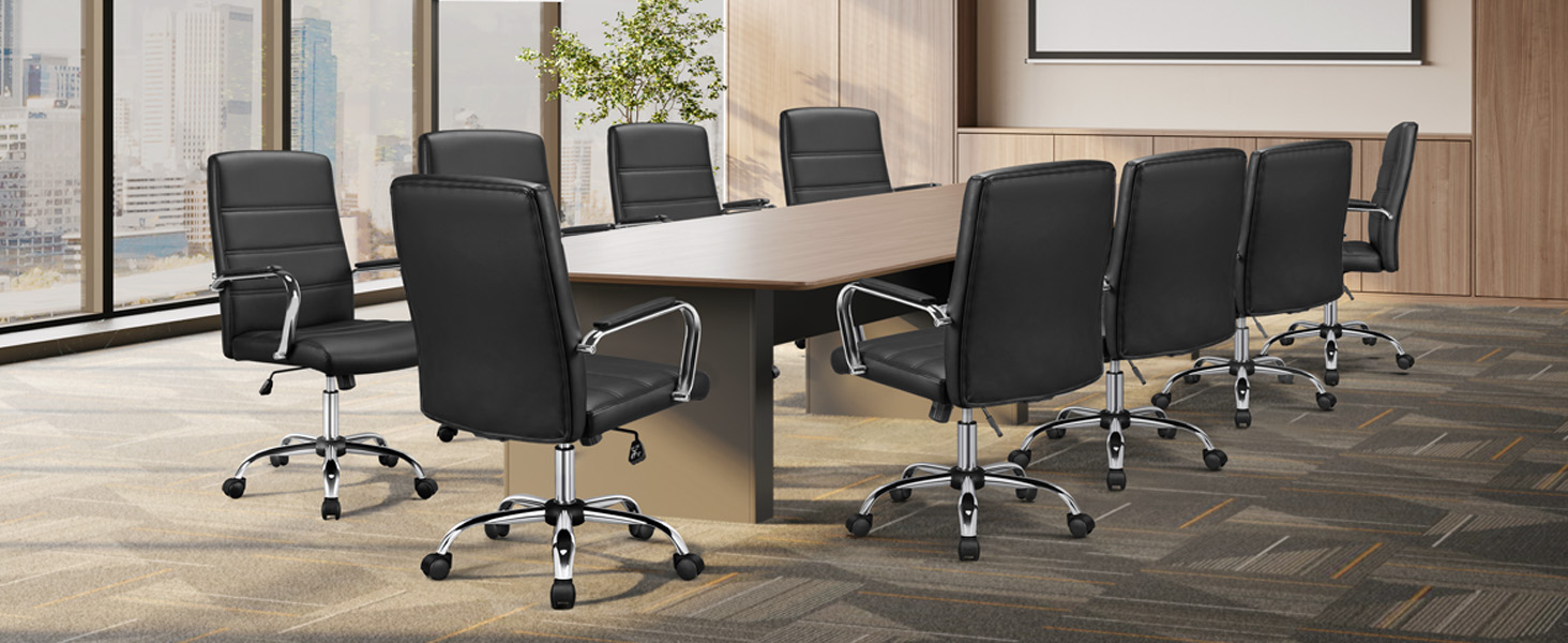 Крісло офісне Yaheetech чорне з підлокітниками, регульоване, на коліщатках для дому/офісу