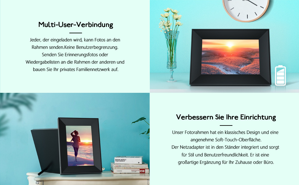 Цифровий фоторамка Dreamtimes 8 дюймів з Wi-Fi, IPS HD сенсорний екран, оновлена версія 2022, просте налаштування, діліться фото та відео через додаток AiMOR з будь-якого місця