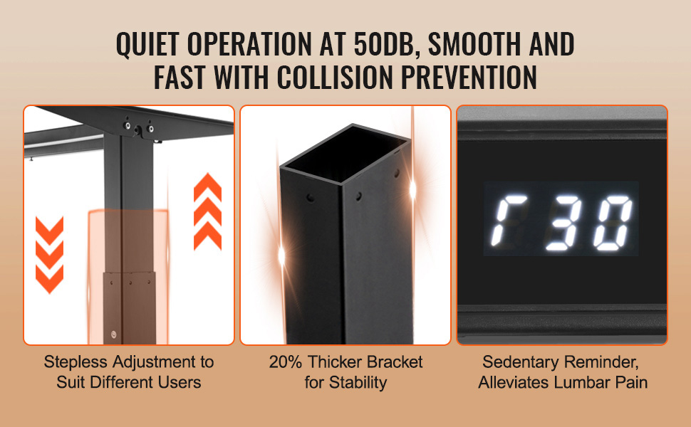 Електричний стіл VEVOR з двома моторами, регулювання висоти 65-129 см та довжини 110-178 см, чорний, для офісу та дому