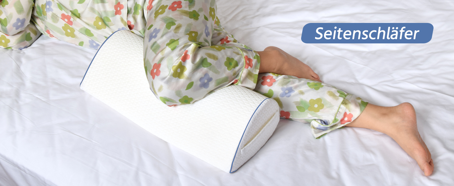 Подушка для сну на боку Pozico: ортопедична подушка для ніг з піни Memory Foam для колін, стегон та спини, знімний чохол, біла