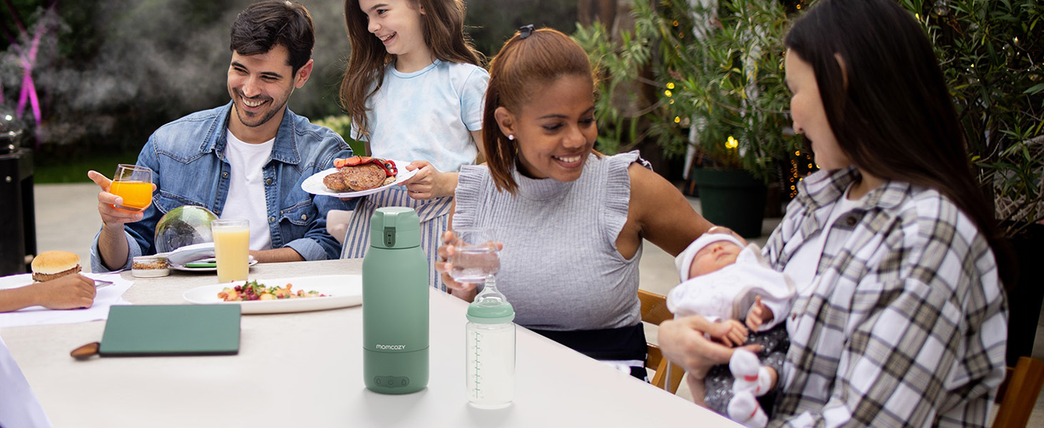 Momcozy MW05 портативний підігрівач для пляшечок, 500 мл, акумулятор 24 години, 2 режими нагріву для дитячого харчування та води, швидкий нагрів за 3 хв, зелений