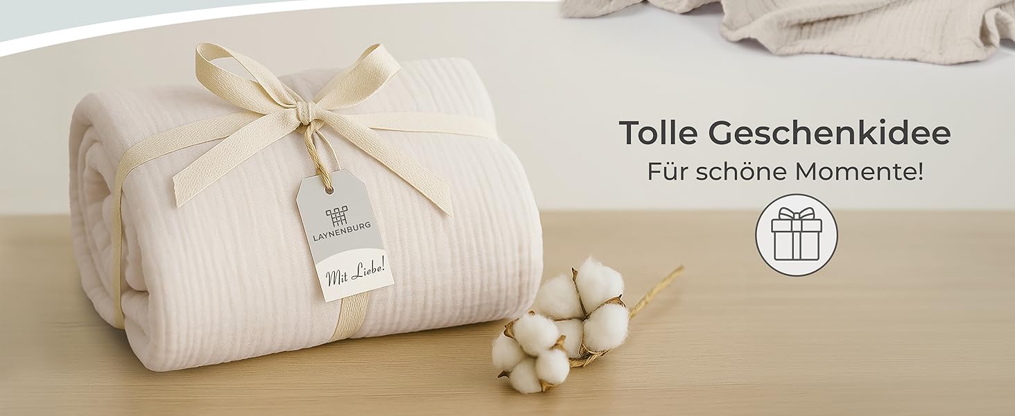 Плед LAYNENBURG Premium з мусліну, 150x200 см, 100% бавовна. Легкий літній плед, ковдра, накидка на ліжко/диван (Taupe)