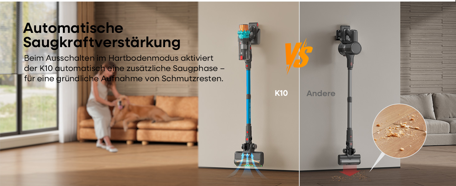 Акумуляторний пилосос ElecKeys K10 50000Pa/580W 70хв, бездротовий з LED дисплеєм, 1.8л, анти-заплутування, для шерсті тварин, килимів, підлоги, авто, синій