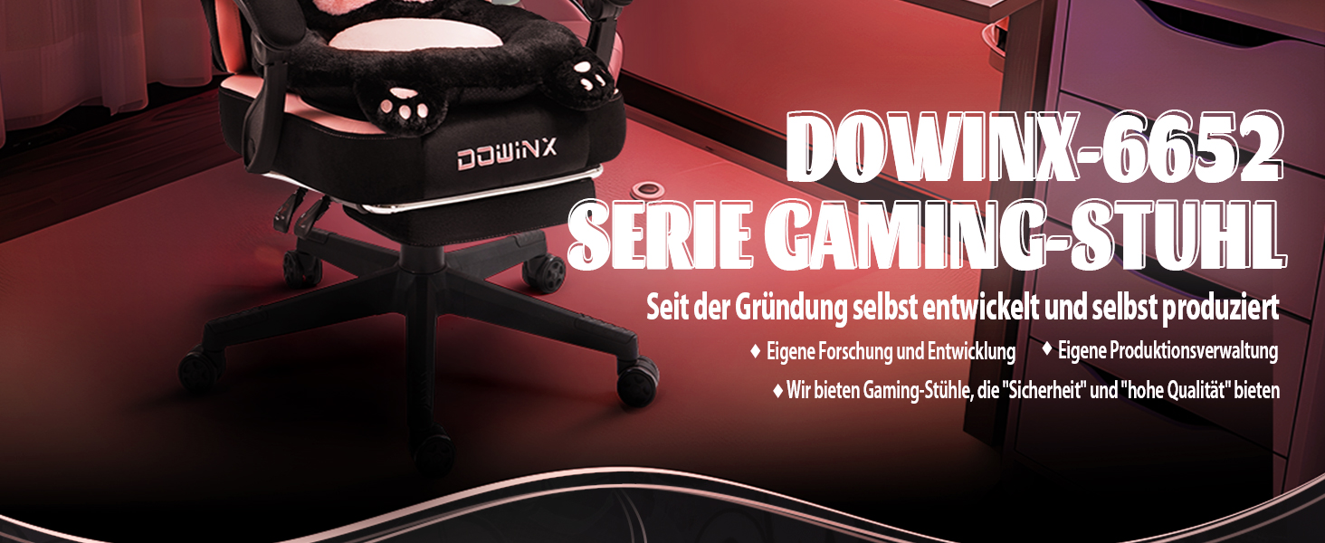 Ігровий крісло Dowinx з підніжкою, комфортний ігровий сідло для ПК, рожево-білий/чорний, для дорослих