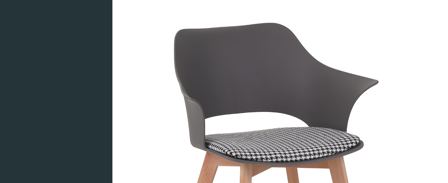 Набір з 4 стільців Albatros для їдальні Aalborg, білий - з масивних букових ніжок, скандинавський ретро-дизайн, зручний стільчик-чаша. Елегантний кухонний стілець, стілець для їдальні до столу білий (сірий)